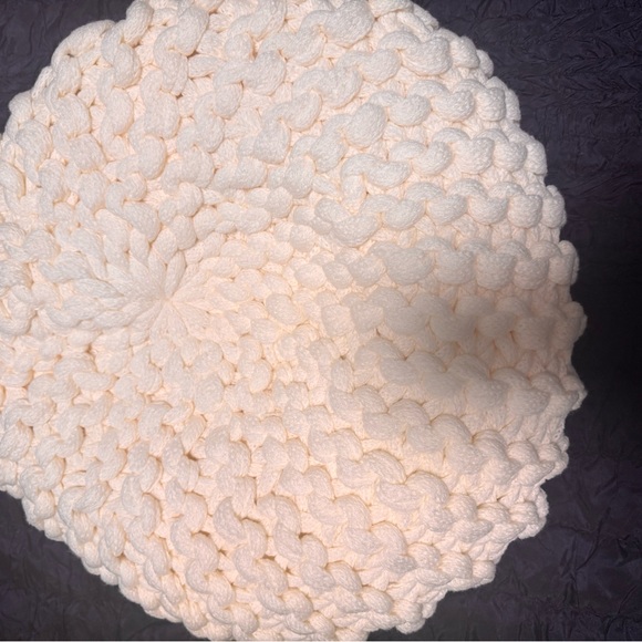 Set of 3  NEW Knitted Poufs Olive, Light Gray  and Cream! - Picture 4 of 5